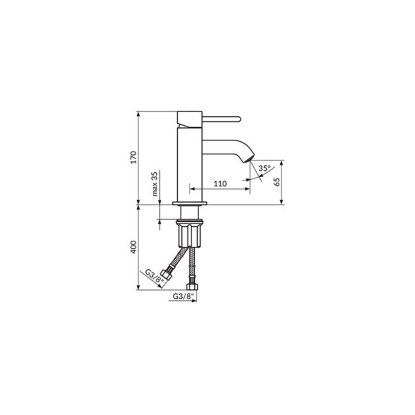 Baterija Za Lavabo Rosan Dark JD30101 - skica