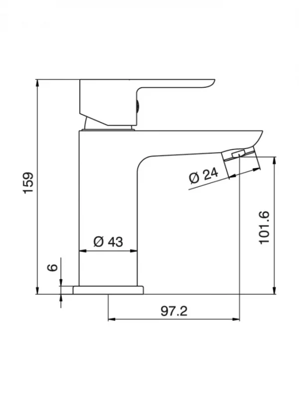 Baterija za lavabo MINOTTI STELA bela / hrom - skica