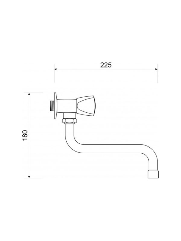 Baterija za lavabo MINOTTI zidna S lula 150 - skica