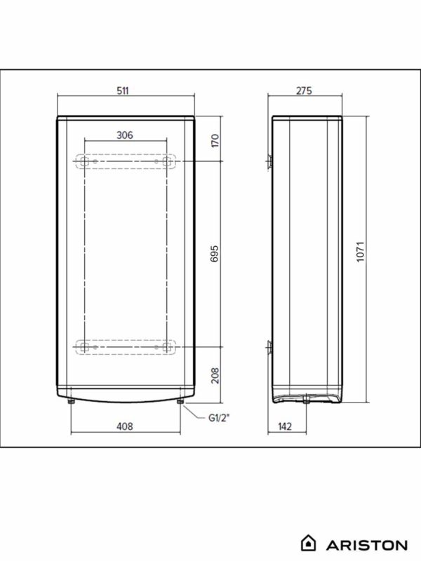 Bojler Ariston Velis Tech WiFi 80 litara - skica