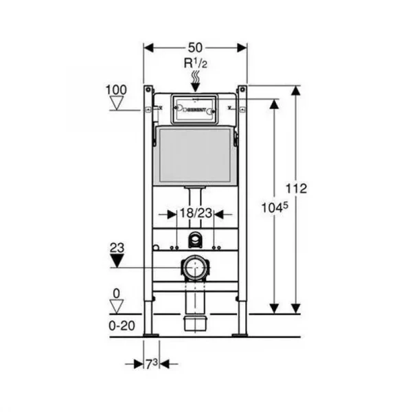 Geberit Duofix Delta 01 Basic set hrom sjajna tipka - skica