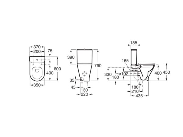 Monoblok ROCA GAP rimless - skica