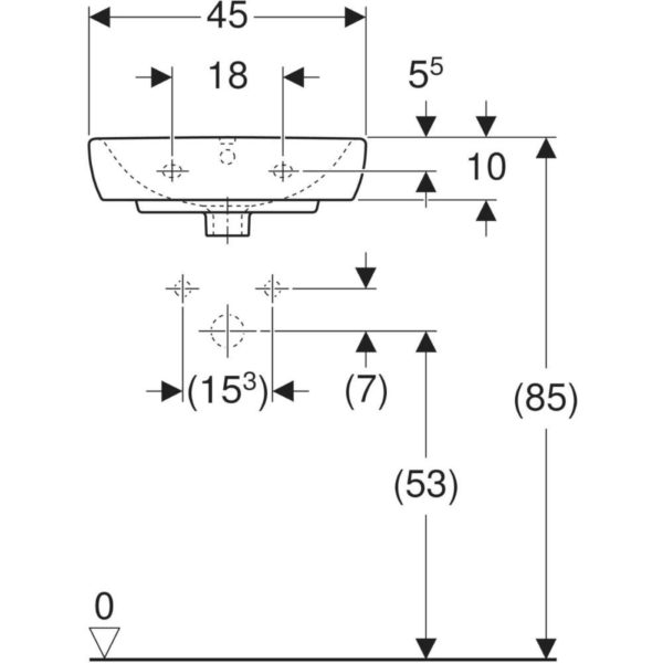 Sikica Umivaonika Geberit Selnova Square dimenzije 45 x 35 cm