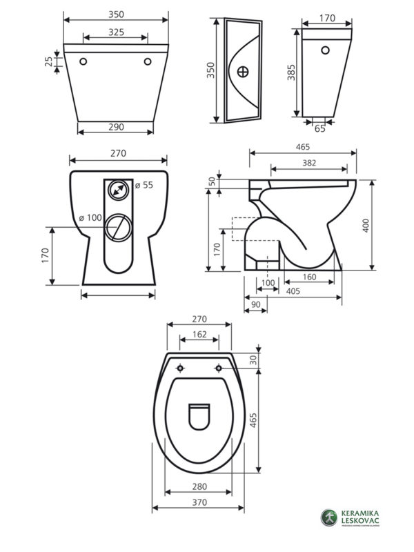 WC Šolja Viktorija baltik - skica